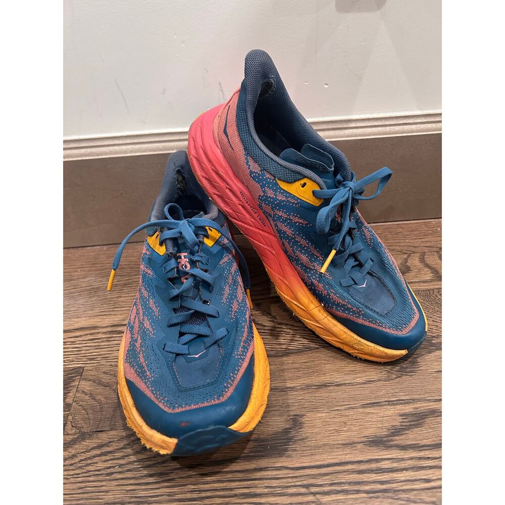 Hoka Speedgoat 5 Running Shoe Women US 7.5 UK 6 Blue & Orange Activewear Sporty